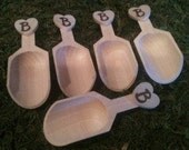 Personalized Wood Scoops with Stamped Heart - Natural Wood - Set of 5