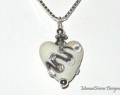 Shades of Gray - Lampwork Glass Sterling Silver Heart Pendant