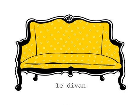 Vintage Sofa Giclee Print - Colorful 8" x 10" Digital Art Print