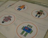 CUSTOM LISTING Robot Sticker Seal Labels - 1.5 inch Circles - Great for Party Invitations or Thank You Cards - Set of 24 Il_170x135