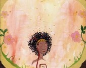 Black Goddess "Illumination", a lady who shines on the world around her print by Lea Keohane