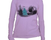 THE COLOR LILAC - Organic Cotton Long Sleeve Scoop Neck Tshirt - Pick your design - Hand-Dyed