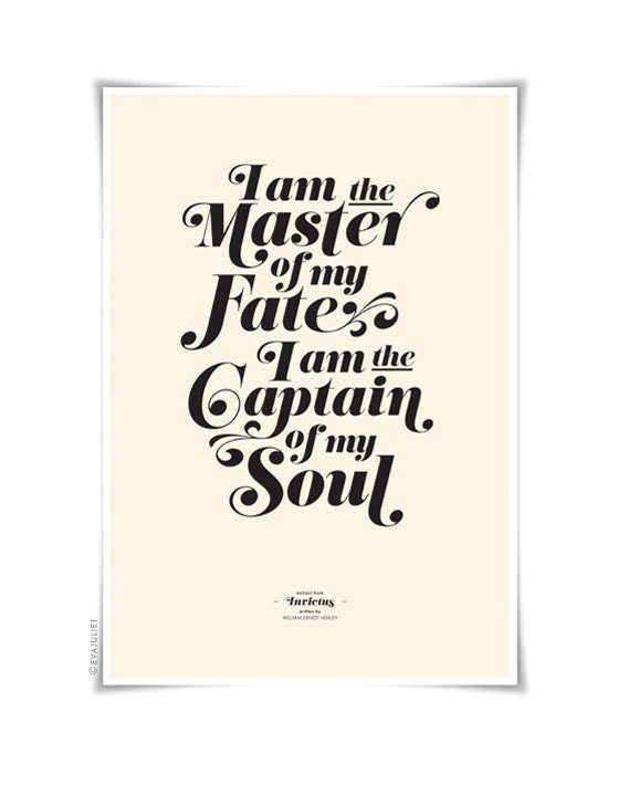 INVICTUS on cream - typography art print - 13 x 19 in French or English - vintage collection