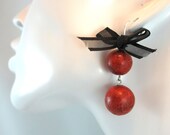 Paris, Red Coral, Sterling Silver, Parisiene Earrings