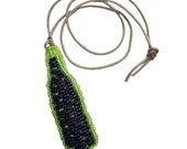 MERLOT Beaded wine bottle pin/ pendant w/ cord