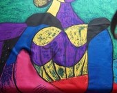 1980s Vibrant Jeweltone Picassso Scarf