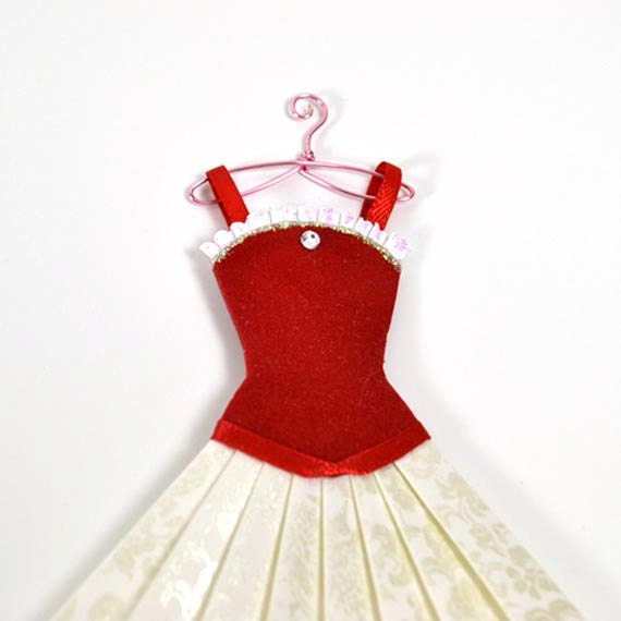 Valentines Day Red Paper Dress with Miniature Wire Hanger