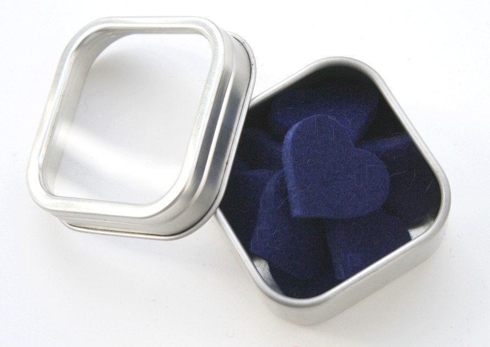 NEW heartfelts in a tiny, terrific, reusable tin- navy