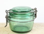 Vintage French Green Canning Jar, for Preserving, Heavy Glass