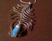 Handmade Silver Feather Necklace Labradorite Statement Necklace