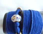 Hand Dyed Ribbon Silk Wrap Bracelet Pandora Murano Bead