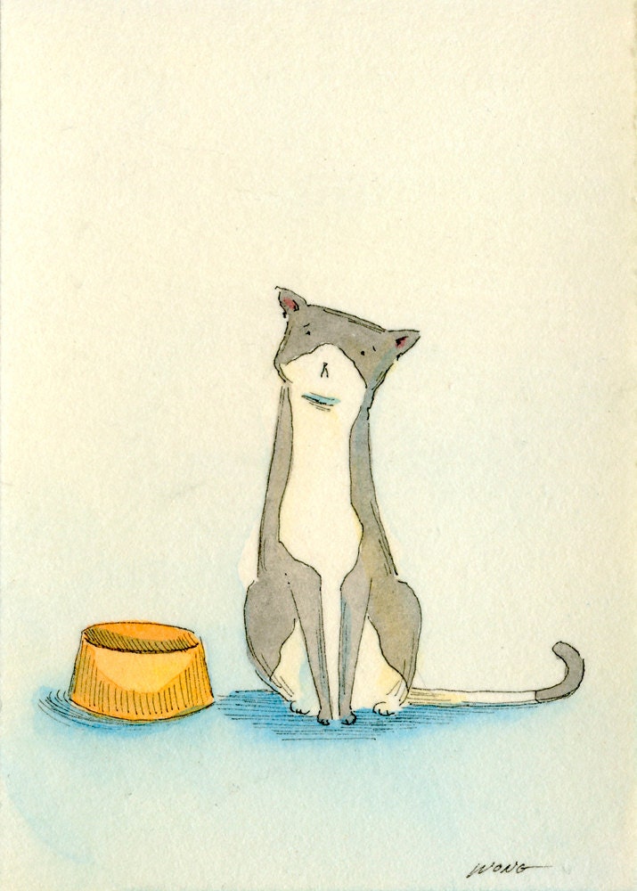 Original ACEO Painting -- Sadness over an empty bowl