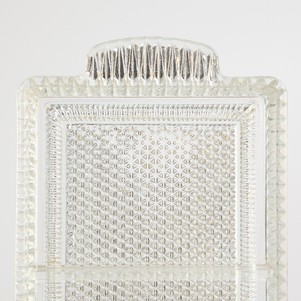 Vintage French Clear Molded Glass Hors D'Oeuvres or Serving Platter, from France