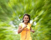 Good Morning Exercise Women's Fitted Cotton Banana Yellow Tshirt