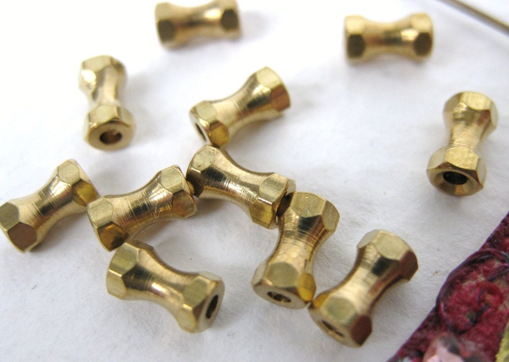 Vintage Beads Brass Spacers Tubes Gold 6mm vfd0163 (12)