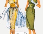Vintage 60s Sewing Pattern McCalls  5349 Elegant Sheath Dress with Sheer Overdress with Shirring and Boning Size 16 Bust 36 UNCUT