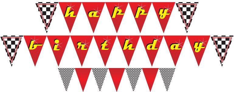 Race Car Birthday Party Banner and Garland