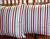 Decorative Throw Pillow Covers - Black-White-Grey-Red Stripe 18 Inch