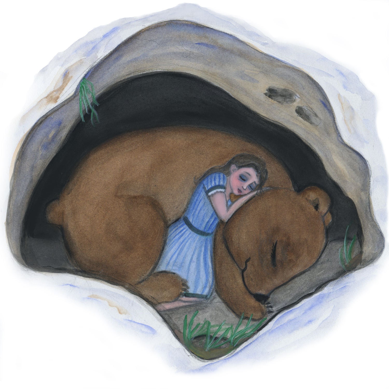 A Winter's Sleep - An Illustrated Victorian Folk Tale Inspired Watercolor Painting Print (5" x 5")