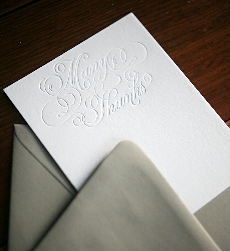 Letterpress Stationery - Calligraphy Thank You Notes