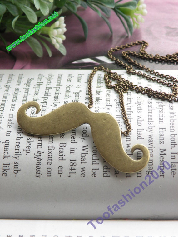 Pretty retro copper beard necklace pendant jewelry vintage style - Sales