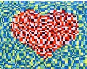Pixelated Heart Card, 5x7 Art Print