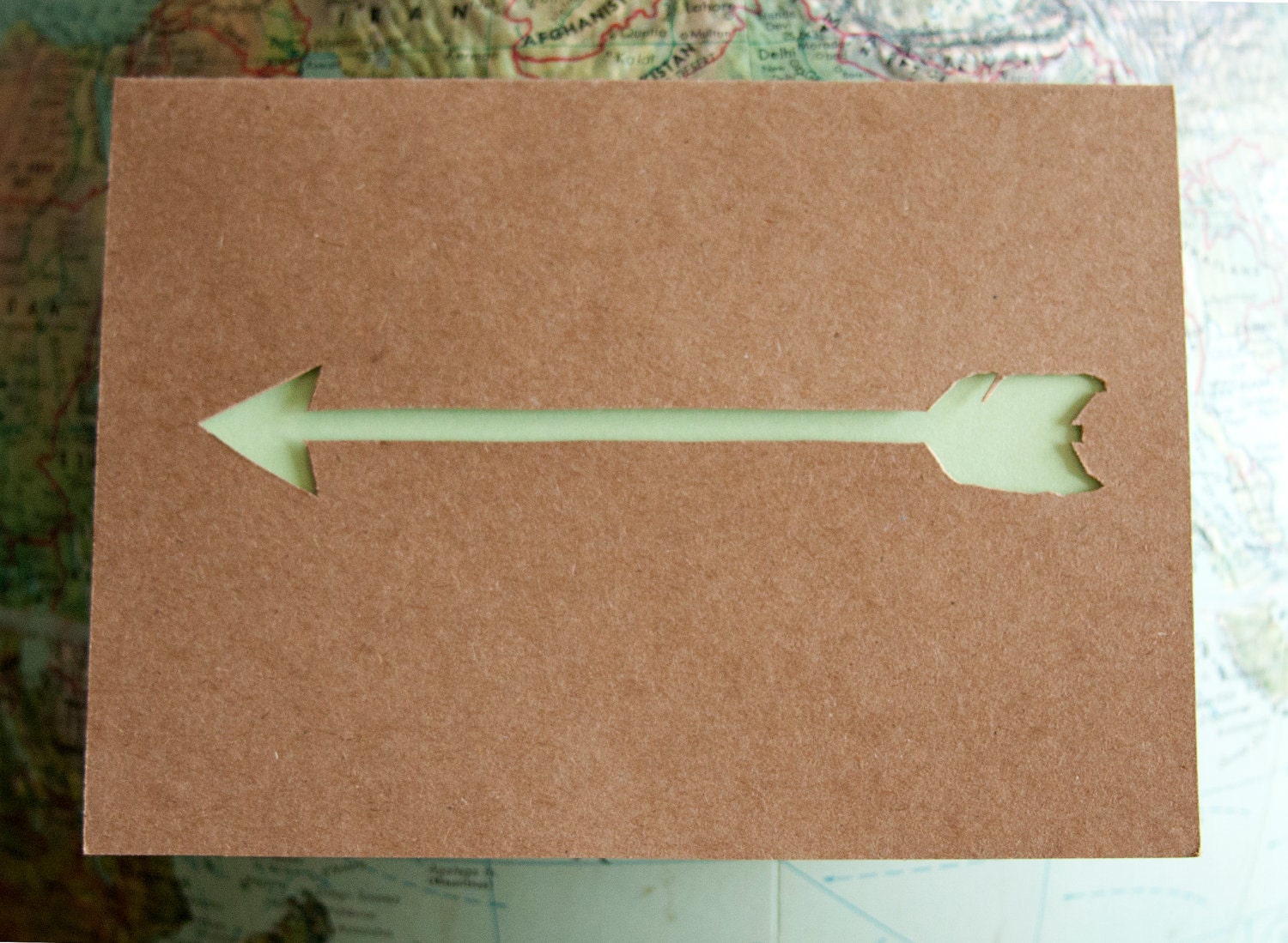 Paper Cut Arrow Card - mint green note