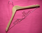 Personalized Custom Hanger for Wedding Dress - MAPLE wood - SILVER color wire