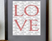Printable Word Art LOVE Digital Download Valentines Day PDF