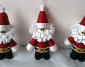 Santa Christmas Ornament Set - Curly Quilled Paper in Crimson Red