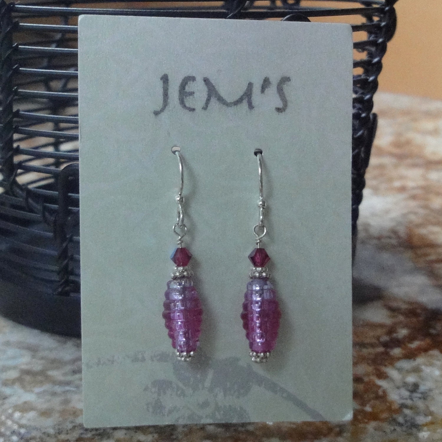 Bright Pink Czech Glass Earrings with Sterling Silver Findings - Ready to Ship