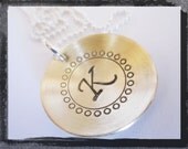 Hand Stamped Necklace - Personalized Jewelry - Yellow Brass Initial Pendant
