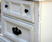 Shabby Chic nightstand distressed solid wood white