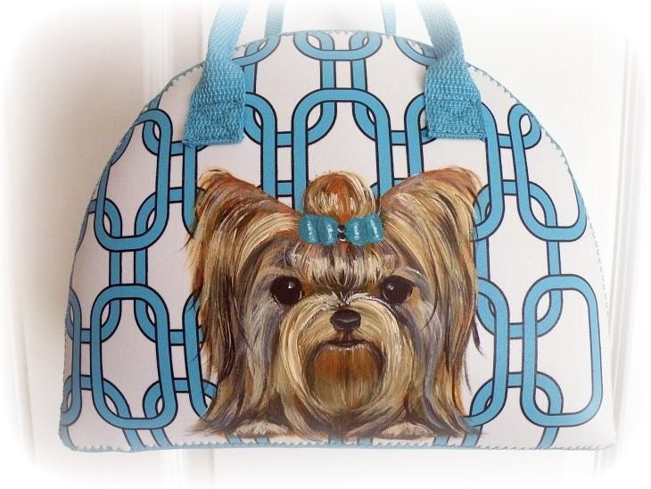 Hand Painted Yorkie Custom Handbag Purse