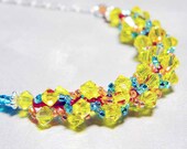 Portal Inspired Yellow Citrine Swarovski Necklace Beadweaving Sterling Silver - "Combustible Lemon"