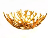 Amber Art Glass Decorative Sea Coral Bowl l Beach Cottage Decor