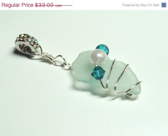 ON SALE Italian Sea Glass Pendant Seafoam Green From Amalfi Coast