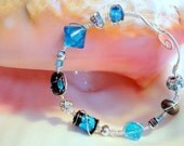 Turquoise Temptress Artisan Lampwork Bead Wire Wrapped Bracelet