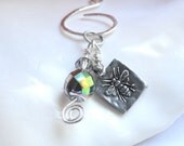 Sweet Honey Bee Pewter Build A Pendant Charm with Silver Disco Bead