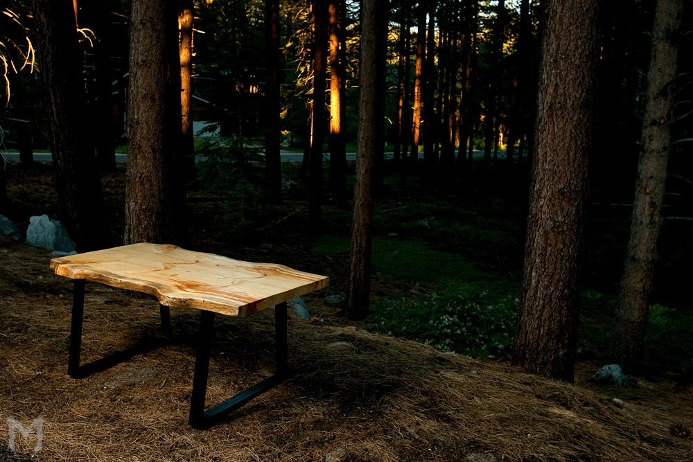 Lodgepole Pine Bookmatch Slab Desk