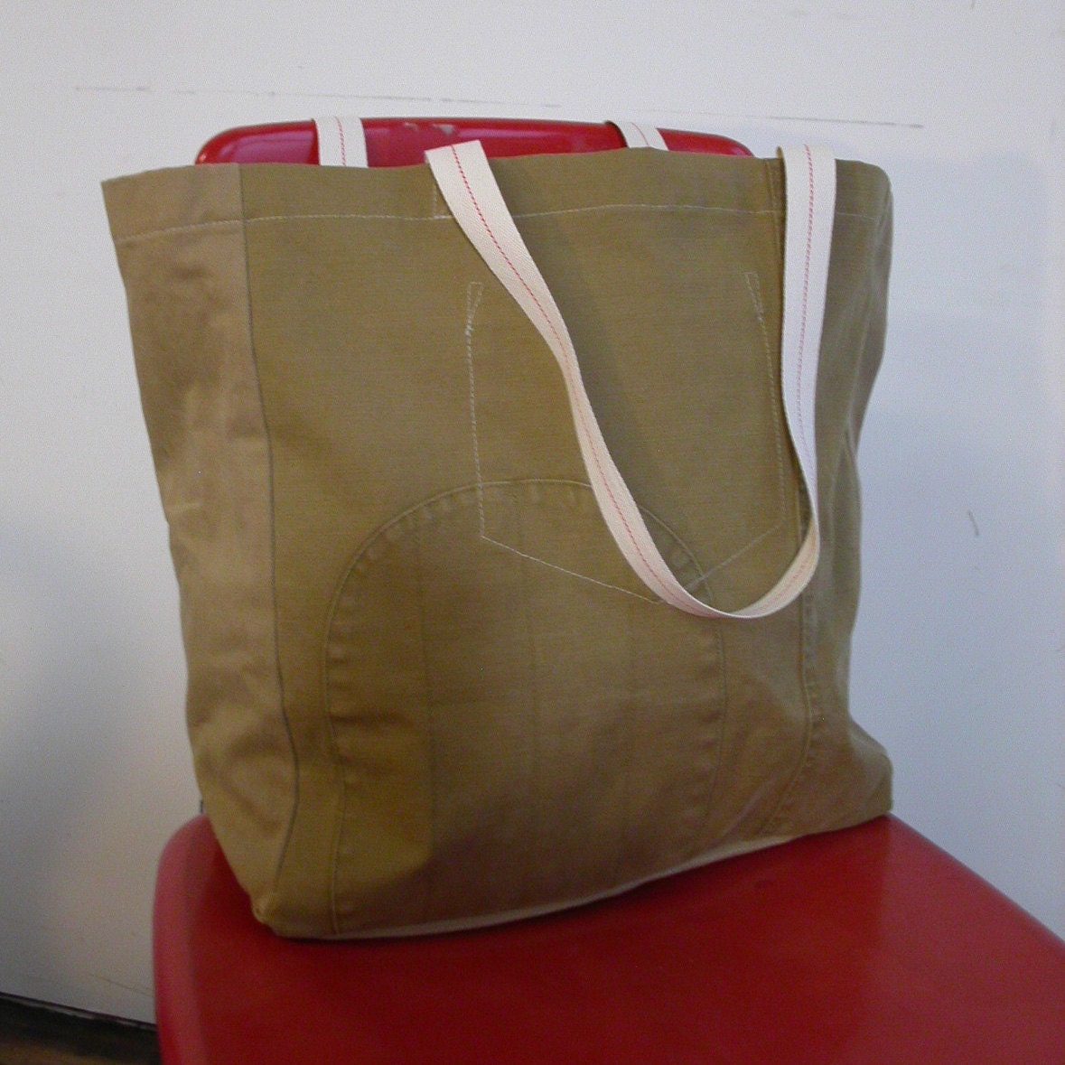 Beach tote bag - all purpose khaki tote bag in ochre tan