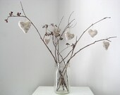 Rustic Hearts: Set of 5 Hand knit decor
