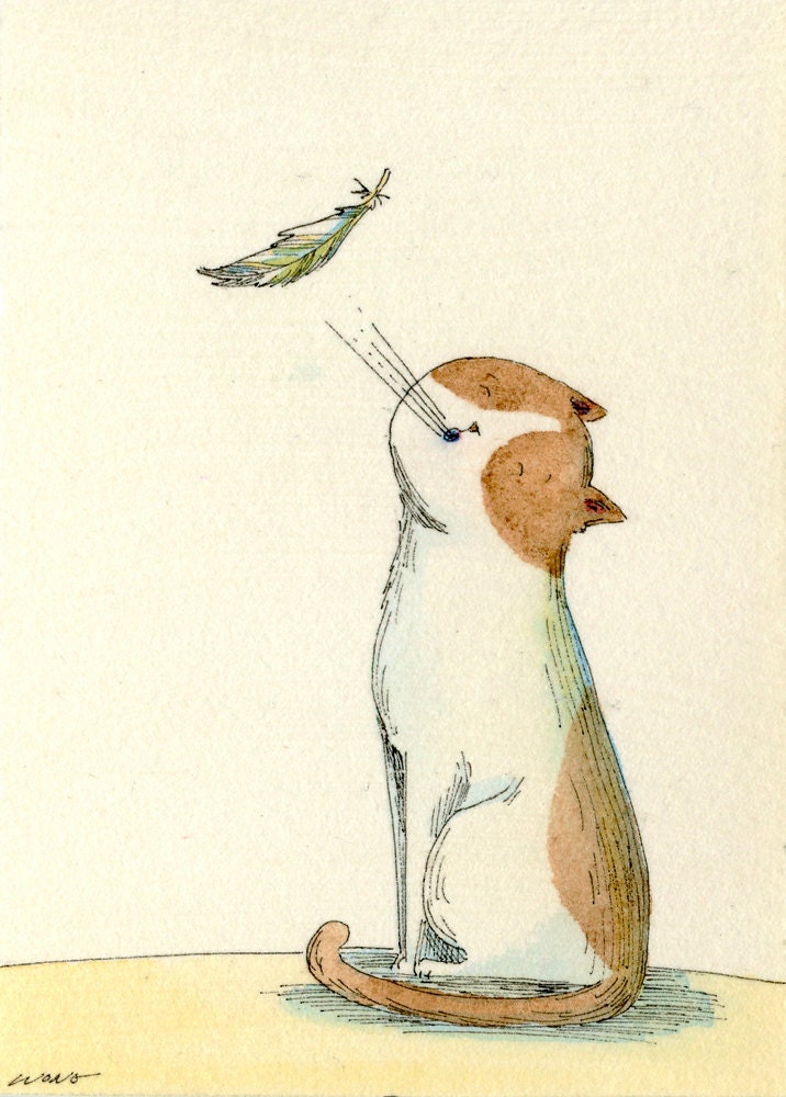 Original ACEO -- Feather fun