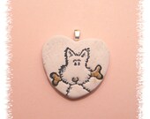 Dog Heart Pendant Valentine Puppy Love - handmade polymer clay jewelry