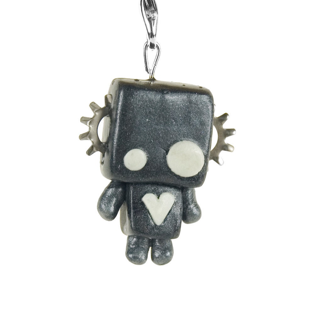 Reginald the Robot Polymer Clay Lanyard Charm