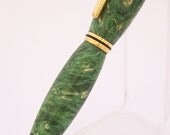 Green Box Elder Burl Wood Jr. Gentleman Style Ballpoint Pen (Handmade in USA)