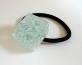 Fused Glass Ponytail Holder White Pony Tail Hair Elastic Band