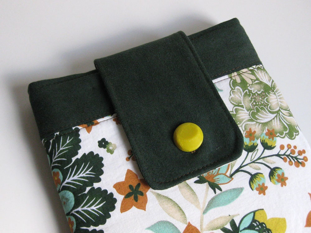 LAPTOP SLEEVE 13 macbook air recycled hunter green denim by Lynn Minney Designs