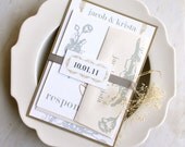 Modern Romance - Wedding Invitations, With Gold, Gray & Ivory, Printed On White Textured Paper - DEPOSIT
