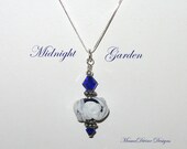 Midnight Garden - Lampwork Glass Sterling Silver Pendant Necklace